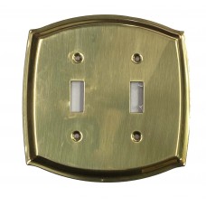 SWITCH PLATE - BRASS, DOUBLE  SWITCH, CURVED