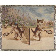 Tapestry Throw - Cats Playing Tennis