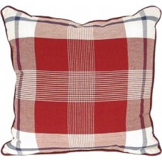 CUSHIONS PLAID BURGANDY, FILLED -17"X17"