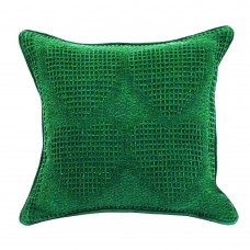 Cushion 17"x17 , Solid Grn/Raised Hrt W/Zipper
