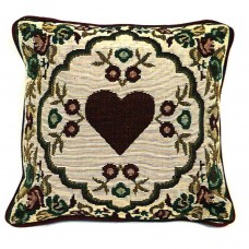 Cushion Zippered, Burg. Heart Cntr-17X17" - Cover Only 