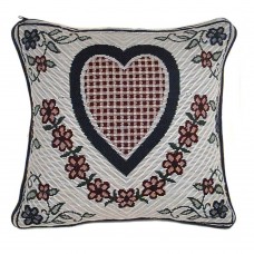 Cushion, Center Heart Check 17"X17"- Cover Only