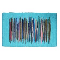 Chindi, Rugs - 30"X48" - Solid Clr. Border Cotton, Turquoise