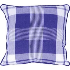 CUSHIONS PLAID BLUE, FILLED -17"X17"