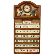 Calendar Wooden - Clock, Farm Tractor
