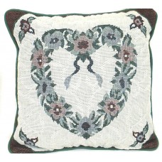Cushion, Single Floral Heart 17"X17"