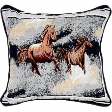 Tapestry Cushion, 17X17  - Horses Cover Only