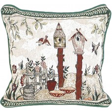 Tapestry Cushion,17X17" - Bird House