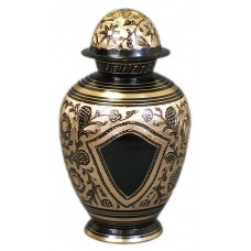 Urn, Brass - With Engraved Shield, Black