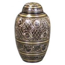 Urn With Floral Engraving, Black