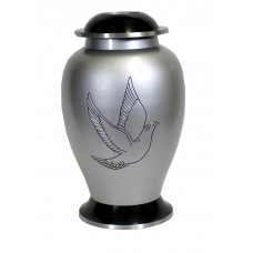 Urn - Solid Metal - Pewter Finish, Flying Dove