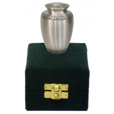 Keepsake Urn, Engraved - Pewter Finish Brass, In Velvet Box