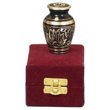 Keepsake Urn, Brass, Blk, Engraved, In Velvet Box