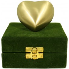 Keepsake Urn-Brass, Heart Shape, In Velvet Box