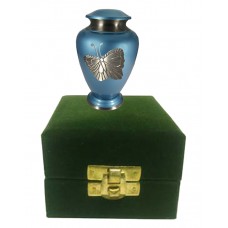 Keepsake, Brass, Blue, Butterflies-In Velvet Box